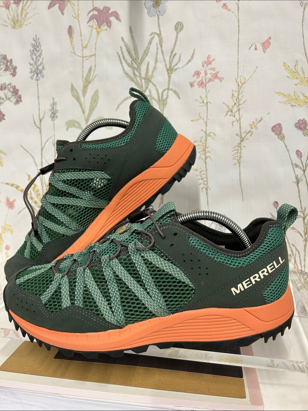 Merrell Men's Dark Green Trail Runners with Orange Midsole